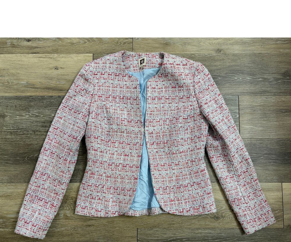 Anne Klein Tweed Jacket Women’s Size 4 | Pink + Blue Woven